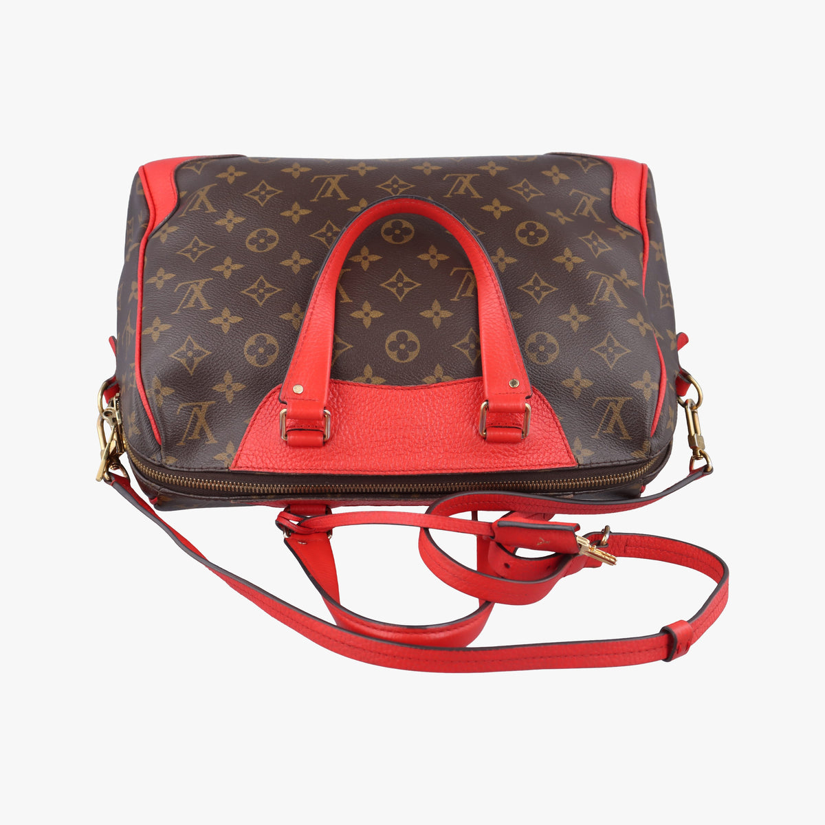 Pre-owned Louis Vuitton RETIRO PM brown×CERISE Monogram Canvas×calf leather M40546 shoulderbag | stylenewstar
