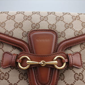 Vintage Gucci Horsebit Lady Web Beige×Brown Leather×canvas 383848 shoulderbag | stylenewstar