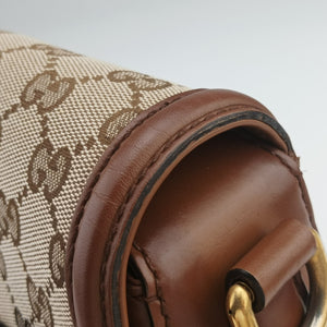 Vintage Gucci Horsebit Lady Web Beige×Brown Leather×canvas 383848 shoulderbag | stylenewstar