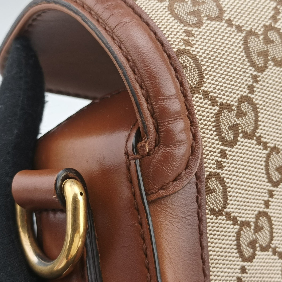 Vintage Gucci Horsebit Lady Web Beige×Brown Leather×canvas 383848 shoulderbag | stylenewstar