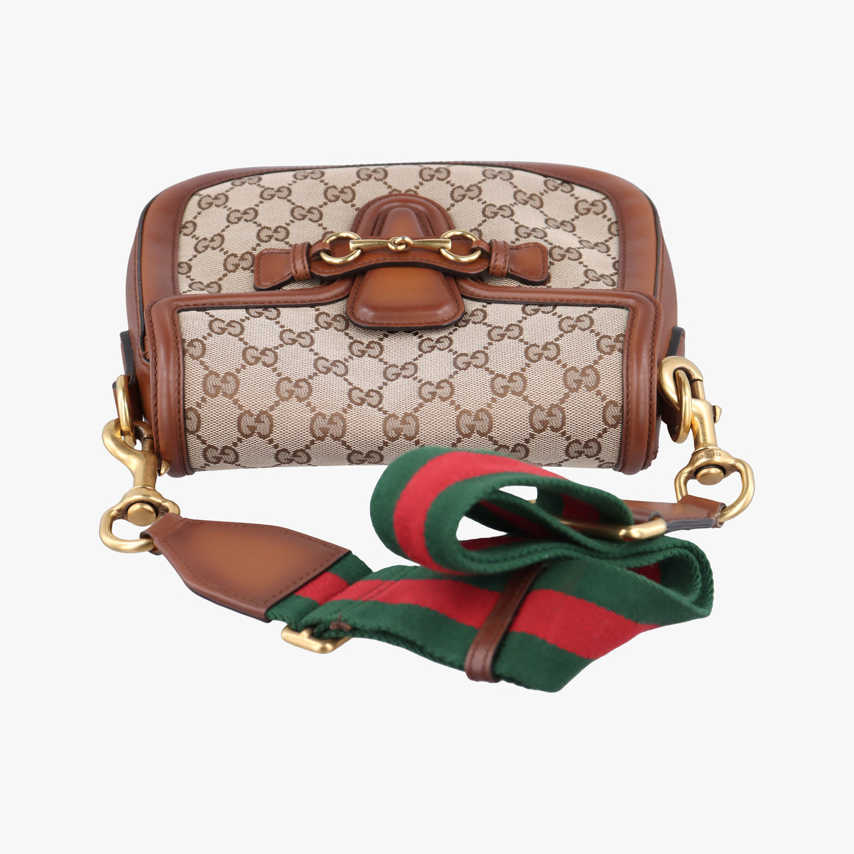 Vintage Gucci Horsebit Lady Web Beige×Brown Leather×canvas 383848 shoulderbag | stylenewstar