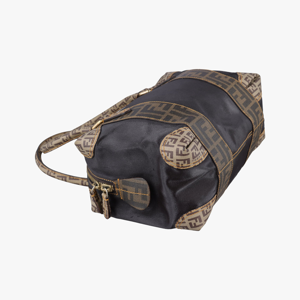 Secondhand Fendi Zucca Zucchino Mixed Balck x Brown PVC coated canvas 8BL095 handbag | stylenewstar