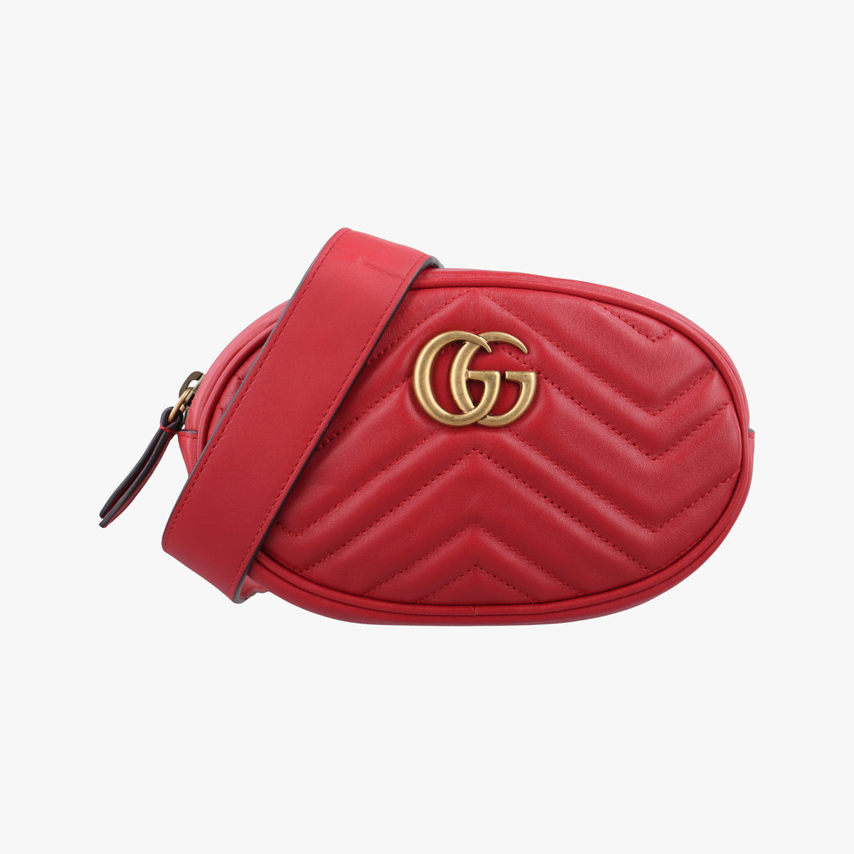 Pre-owned Gucci GG Marmont Red Leather 476434 bum bag/waist bag | stylenewstar