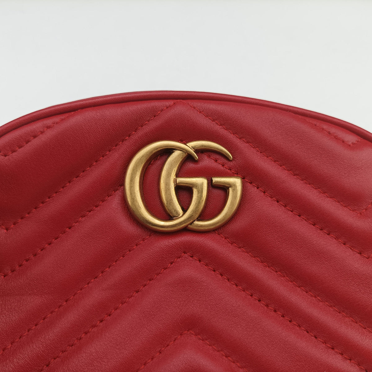 Pre-owned Gucci GG Marmont Red Leather 476434 bum bag/waist bag | stylenewstar