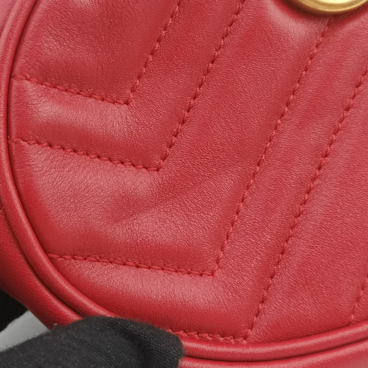 Pre-owned Gucci GG Marmont Red Leather 476434 bum bag/waist bag | stylenewstar