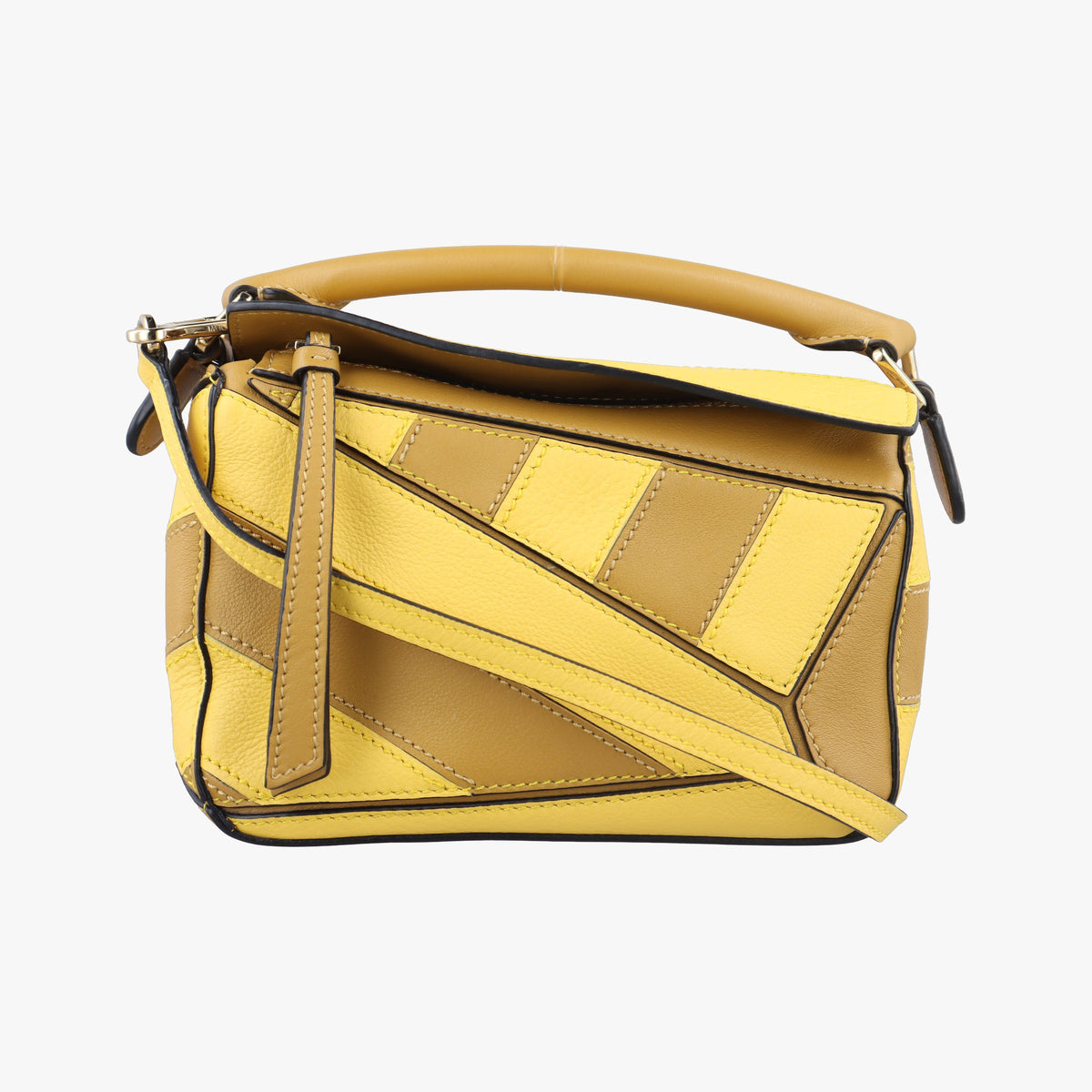 Pre-owned Loewe Puzzle　mini Yellow x Brown Leather 322 30 U95 shoulderbag | stylenewstar