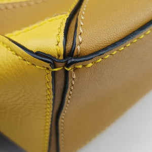 Pre-owned Loewe Puzzle　mini Yellow x Brown Leather 322 30 U95 shoulderbag | stylenewstar