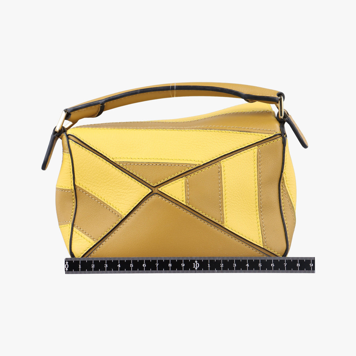 Pre-owned Loewe Puzzle　mini Yellow x Brown Leather 322 30 U95 shoulderbag | stylenewstar