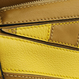 Pre-owned Loewe Puzzle　mini Yellow x Brown Leather 322 30 U95 shoulderbag | stylenewstar
