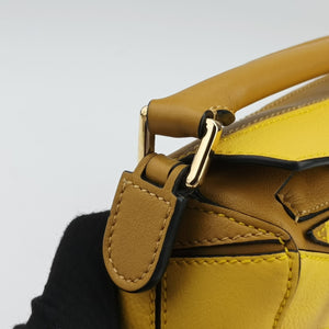 Pre-owned Loewe Puzzle　mini Yellow x Brown Leather 322 30 U95 shoulderbag | stylenewstar