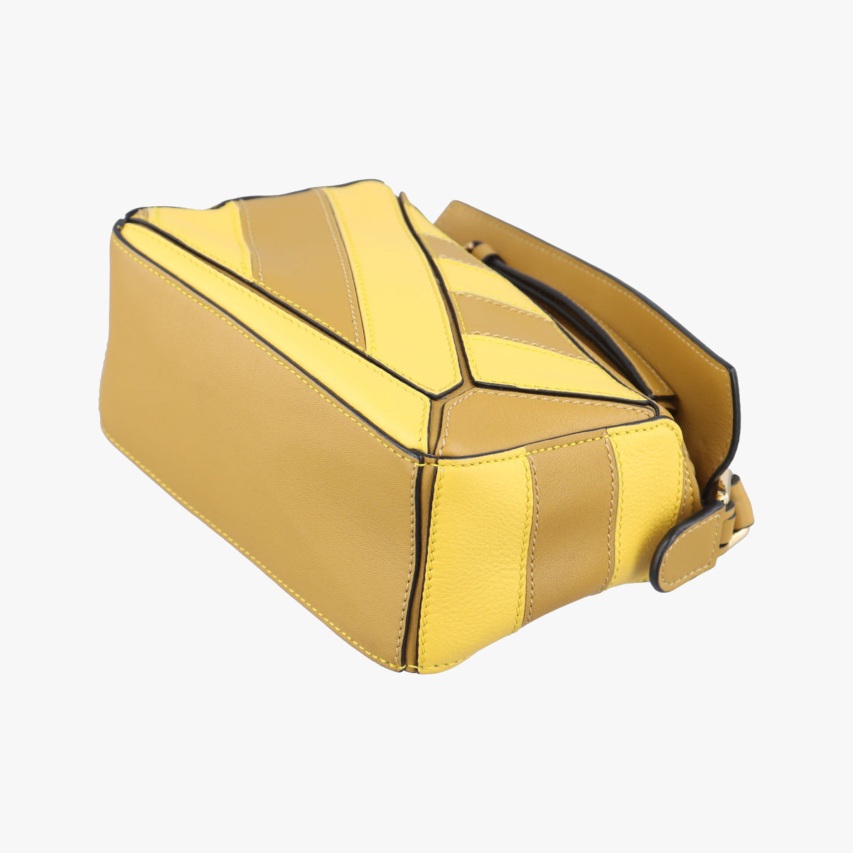 Pre-owned Loewe Puzzle　mini Yellow x Brown Leather 322 30 U95 shoulderbag | stylenewstar