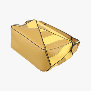 Pre-owned Loewe Puzzle　mini Yellow x Brown Leather 322 30 U95 shoulderbag | stylenewstar