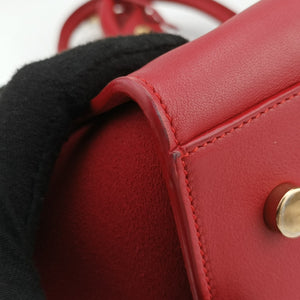 Pre-owned Yves Saint Laurent Downtown Cabas Red Leather x Suede 436832 shoulderbag | stylenewstar