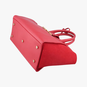 Pre-owned Yves Saint Laurent Downtown Cabas Red Leather x Suede 436832 shoulderbag | stylenewstar