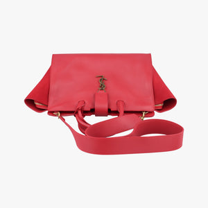 Pre-owned Yves Saint Laurent Downtown Cabas Red Leather x Suede 436832 shoulderbag | stylenewstar