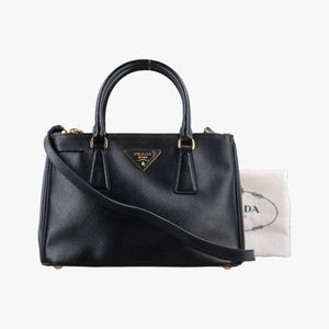 Pre-owned Prada Galleria Black SAFFIANO patent BN2274 shoulderbag | stylenewstar