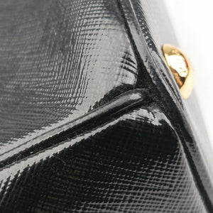 Pre-owned Prada Galleria Black SAFFIANO patent BN2274 shoulderbag | stylenewstar