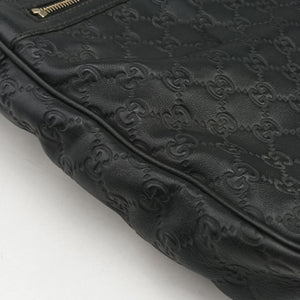 Pre-owned Gucci Guccissima Messenger Black Leather 201448 shoulderbag | stylenewstar