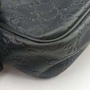 Pre-owned Gucci Guccissima Messenger Black Leather 201448 shoulderbag | stylenewstar