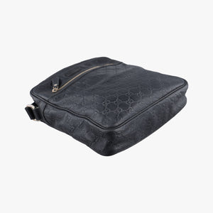 Pre-owned Gucci Guccissima Messenger Black Leather 201448 shoulderbag | stylenewstar