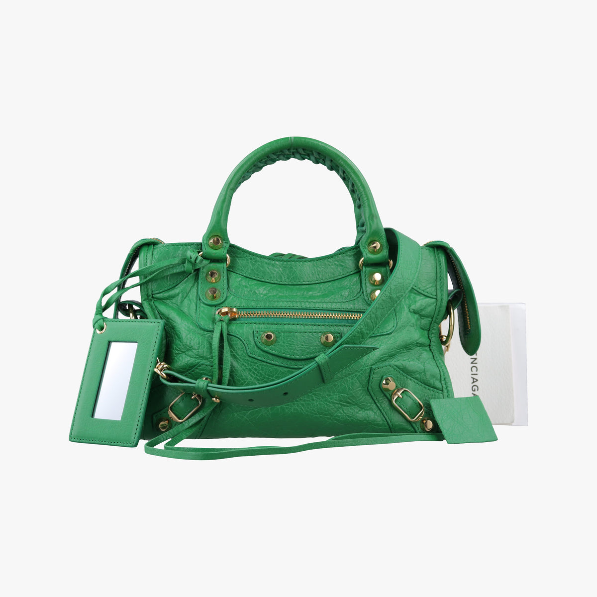Pre-owned Balenciaga Classic City Mini Green lambskin  shoulderbag | stylenewstar