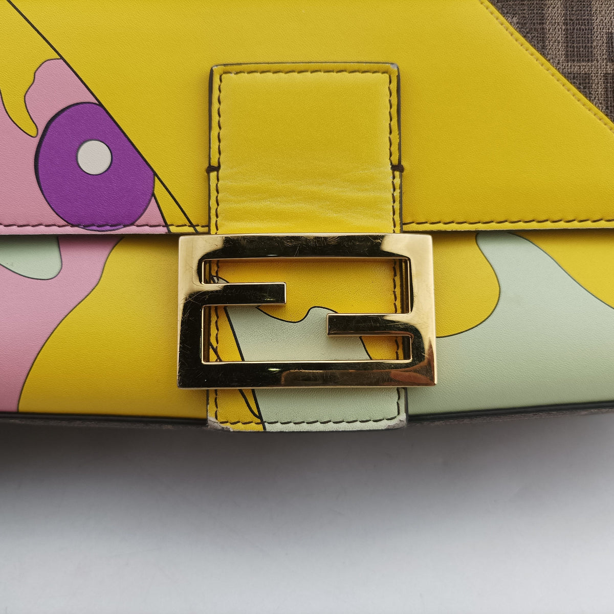 Pre-owned Fendi BAGUETTE Antonio Lopez Brown x Multicolor PVC coated canvas x Leather 8BR600 shoulderbag | stylenewstar