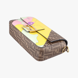 Pre-owned Fendi BAGUETTE Antonio Lopez Brown x Multicolor PVC coated canvas x Leather 8BR600 shoulderbag | stylenewstar