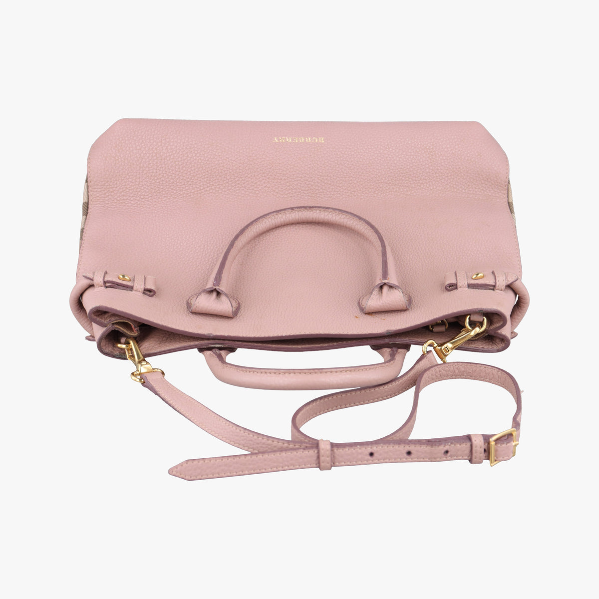 Pre-owned Burberry Banner Pink Leather × Canvas  shoulderbag | stylenewstar