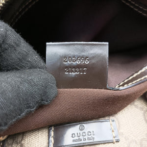 Pre-owned Gucci GG plus  GG Supreme beige×black PVC coated canvas 203696 handbag | stylenewstar