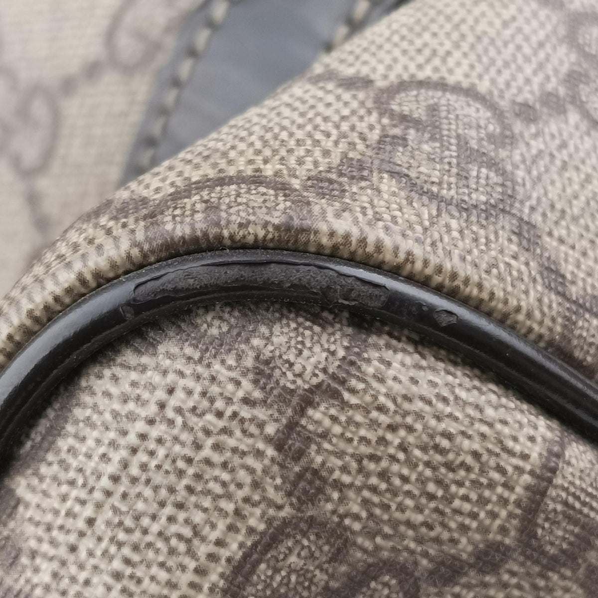 Pre-owned Gucci GG plus  GG Supreme beige×black PVC coated canvas 203696 handbag | stylenewstar