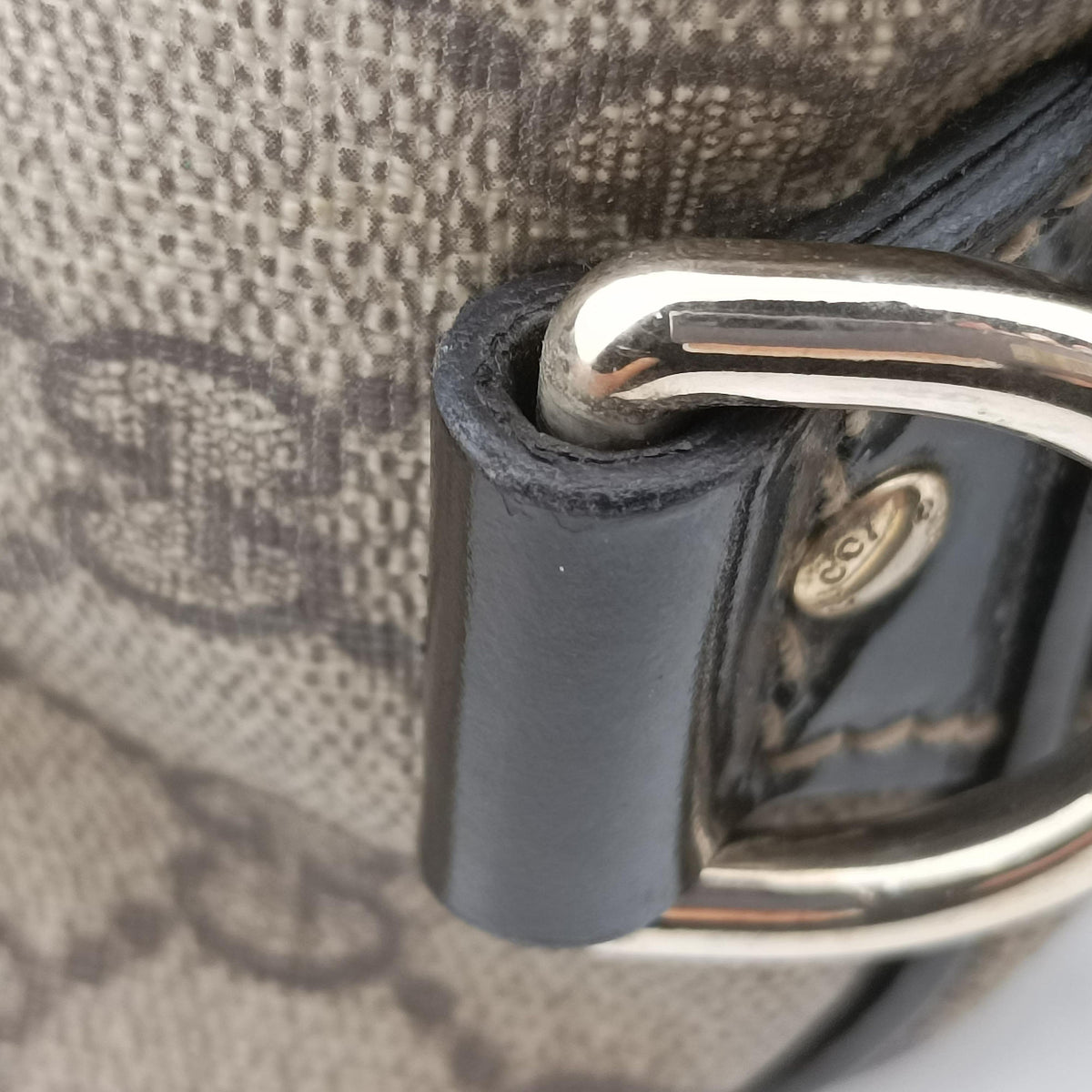 Pre-owned Gucci GG plus  GG Supreme beige×black PVC coated canvas 203696 handbag | stylenewstar