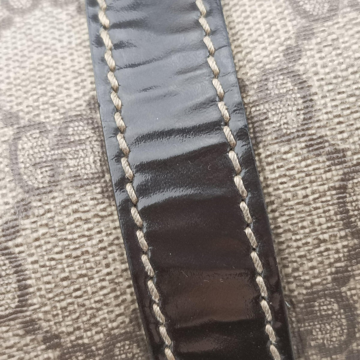 Pre-owned Gucci GG plus  GG Supreme beige×black PVC coated canvas 203696 handbag | stylenewstar