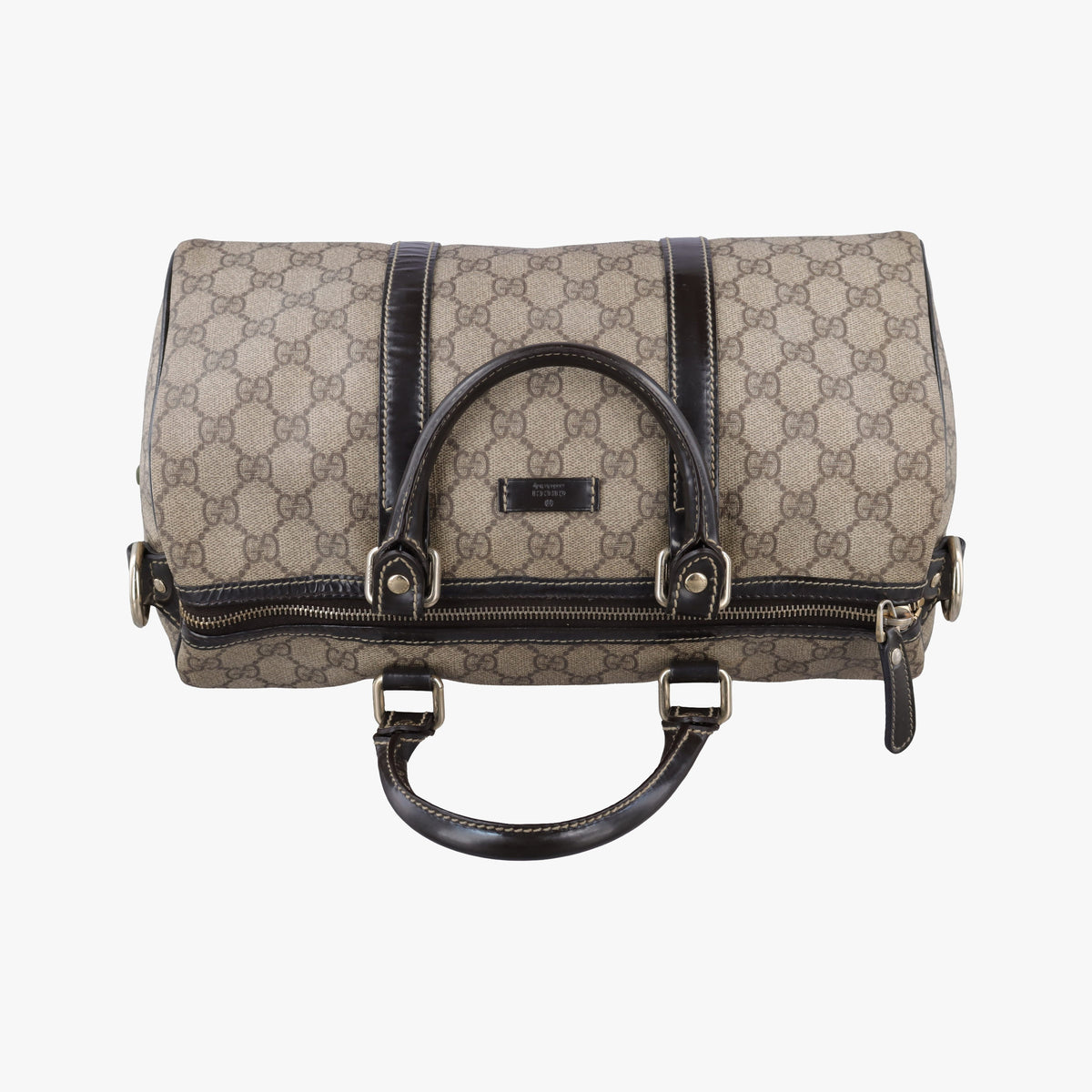 Pre-owned Gucci GG plus  GG Supreme beige×black PVC coated canvas 203696 handbag | stylenewstar