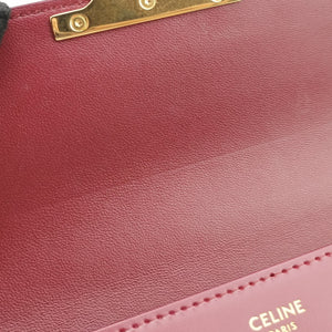 Pre-owned Celine Chain Claude Triomphe Red Leather  shoulderbag | stylenewstar