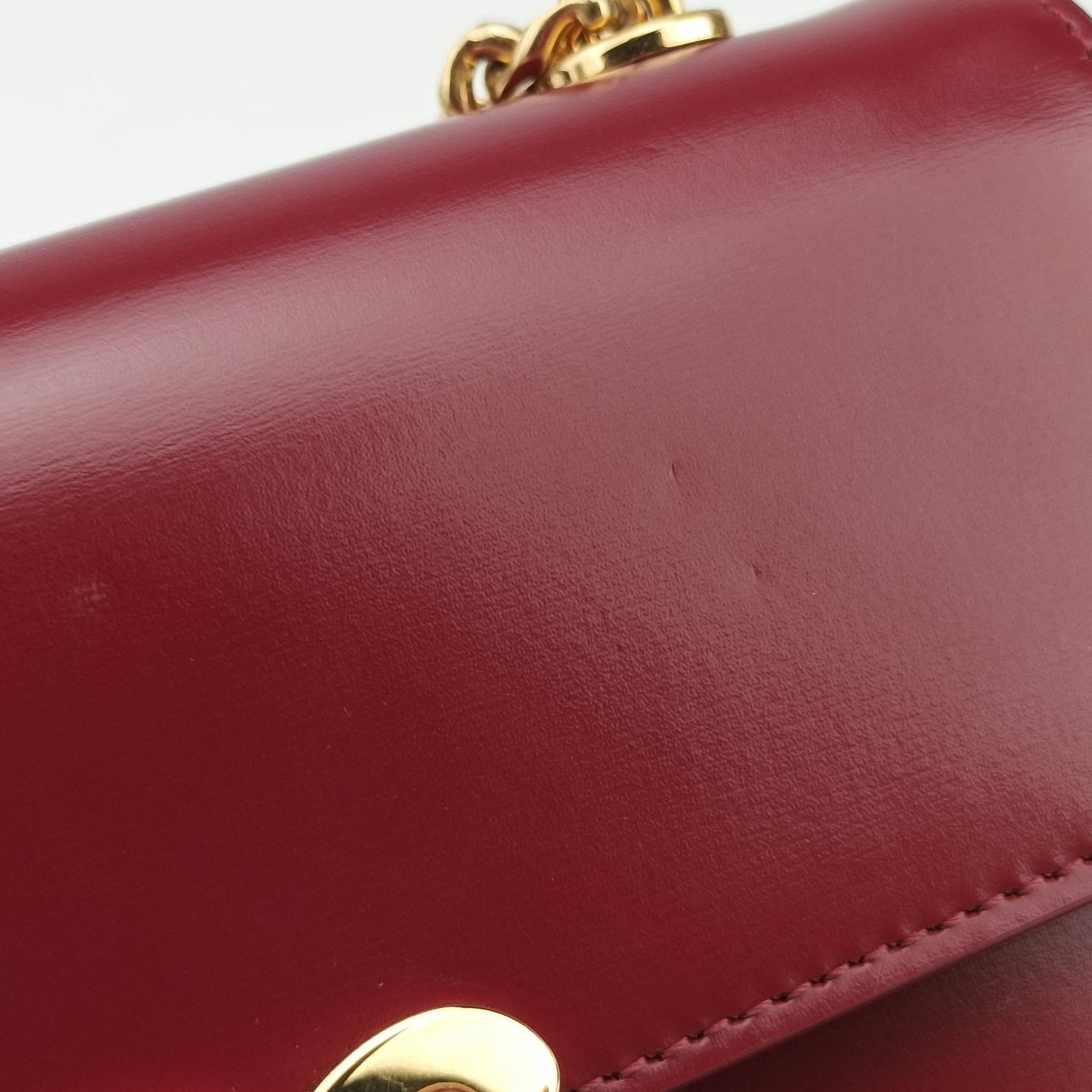 Pre-owned Celine Chain Claude Triomphe Red Leather  shoulderbag | stylenewstar