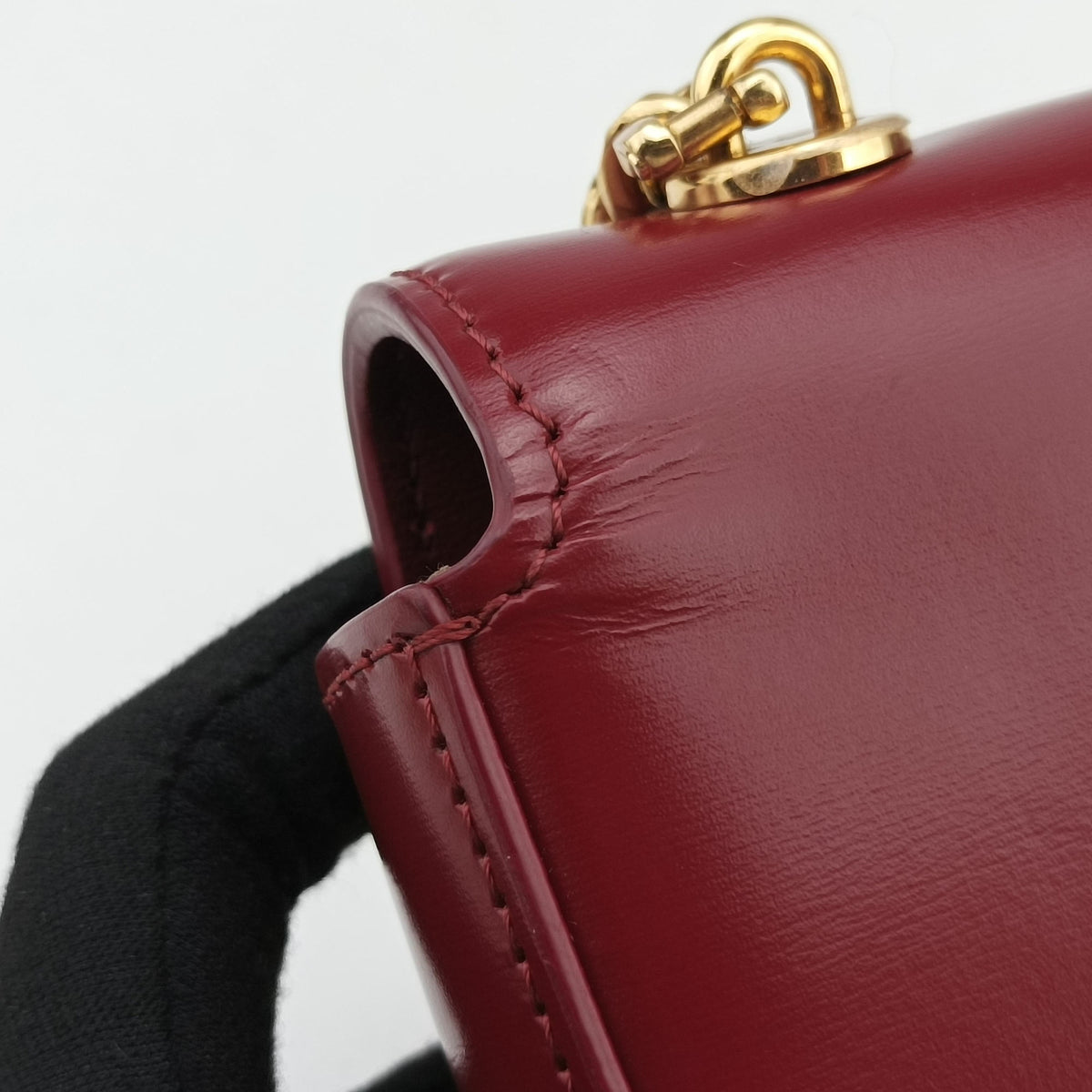 Pre-owned Celine Chain Claude Triomphe Red Leather  shoulderbag | stylenewstar