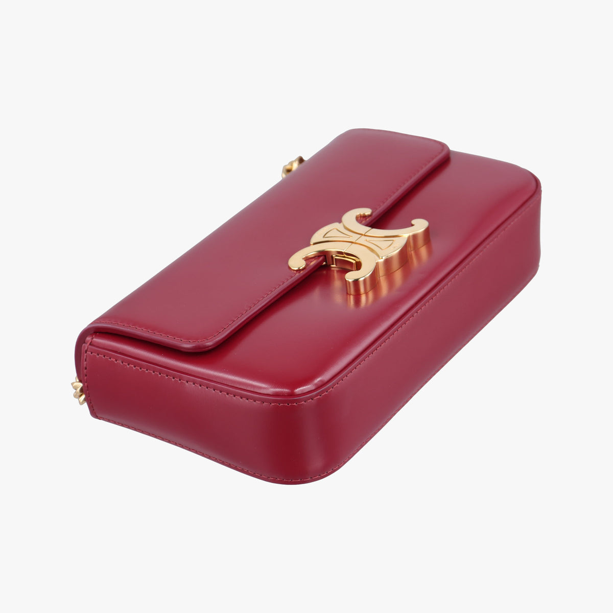 Pre-owned Celine Chain Claude Triomphe Red Leather  shoulderbag | stylenewstar