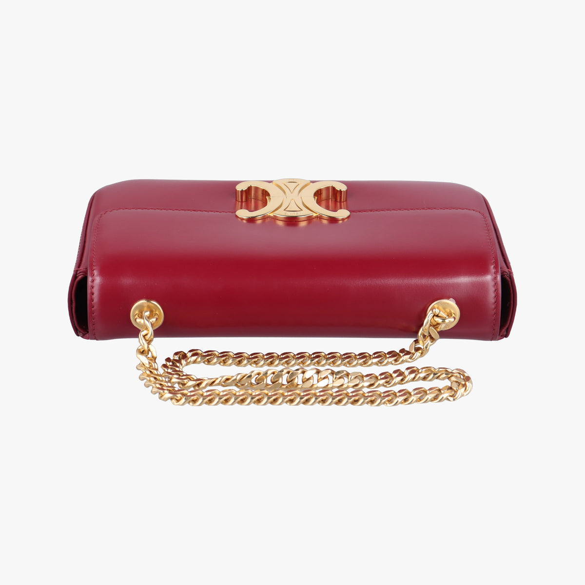 Pre-owned Celine Chain Claude Triomphe Red Leather  shoulderbag | stylenewstar