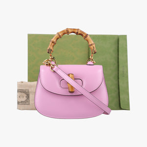 Pre-owned Gucci Bamboo Pink Leather 686864 shoulderbag | stylenewstar