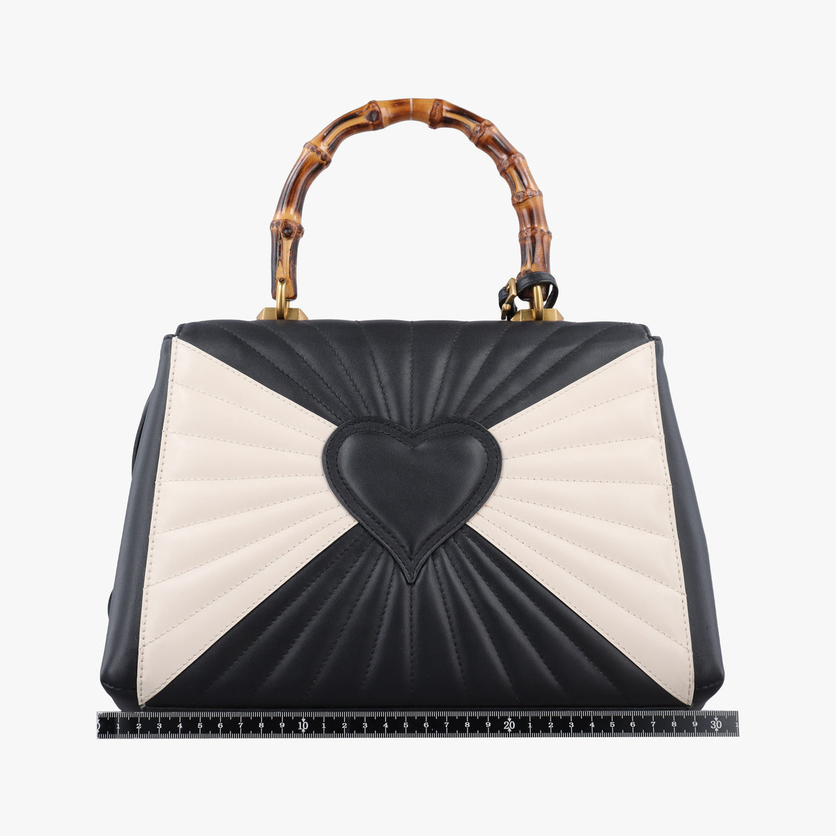 Secondhand Gucci Queen Margaret Bamboo Black×white Leather 476531 shoulderbag | stylenewstar