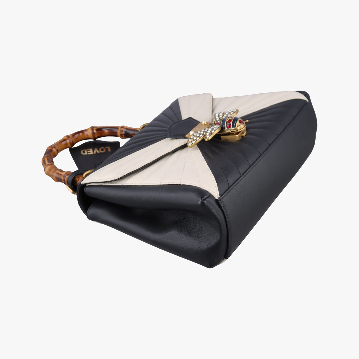 Secondhand Gucci Queen Margaret Bamboo Black×white Leather 476531 shoulderbag | stylenewstar