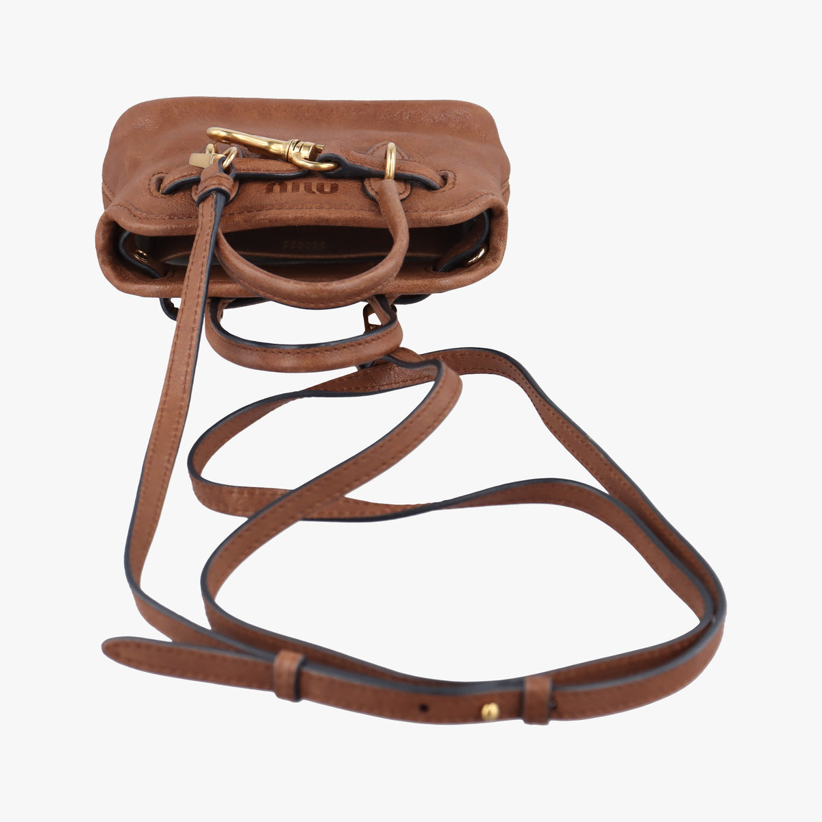 Vintage Miu Miu Aventure Trick Brown Leather  shoulderbag | stylenewstar