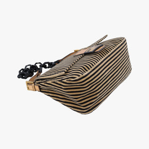 Pre-owned Fendi Mama Baguette Pequin Brown Velvet 8BR001 shoulderbag | stylenewstar