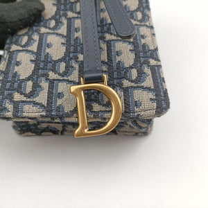 Pre-owned Christian Dior Saddle Phone holder Navy jacquard×Leather  shoulderbag | stylenewstar