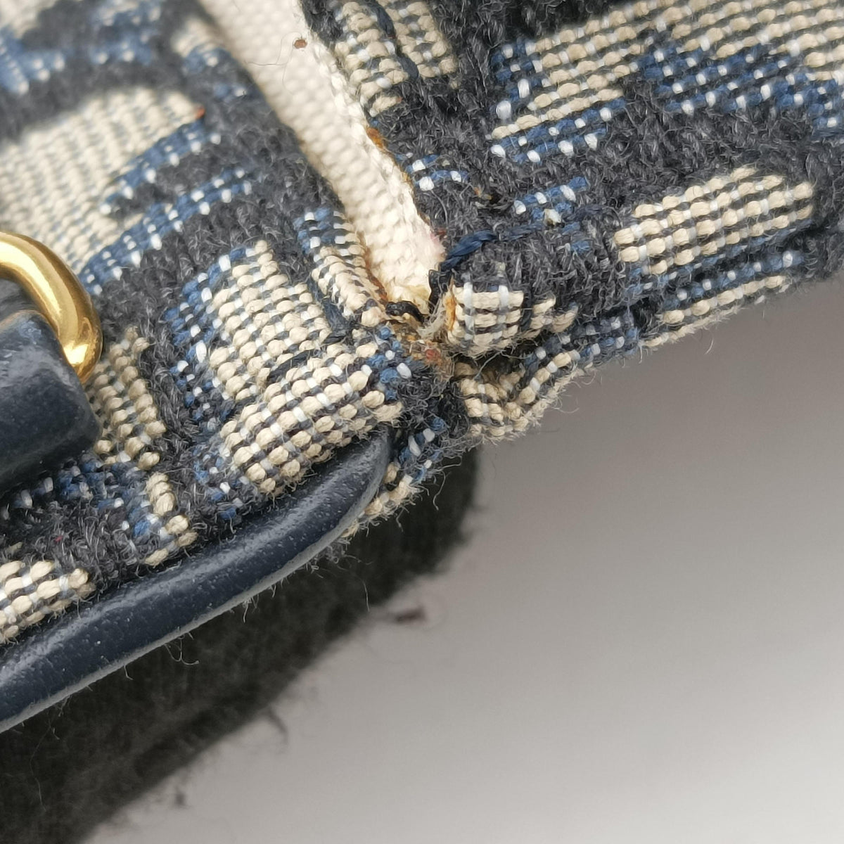 Pre-owned Christian Dior Saddle Phone holder Navy jacquard×Leather  shoulderbag | stylenewstar