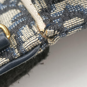 Pre-owned Christian Dior Saddle Phone holder Navy jacquard×Leather  shoulderbag | stylenewstar