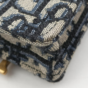 Pre-owned Christian Dior Saddle Phone holder Navy jacquard×Leather  shoulderbag | stylenewstar