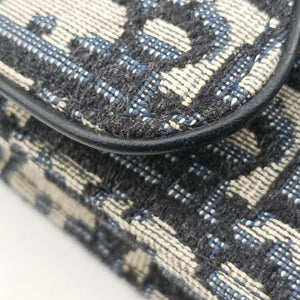 Pre-owned Christian Dior Saddle Phone holder Navy jacquard×Leather  shoulderbag | stylenewstar