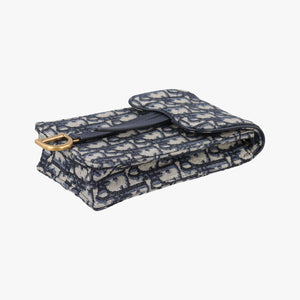 Pre-owned Christian Dior Saddle Phone holder Navy jacquard×Leather  shoulderbag | stylenewstar