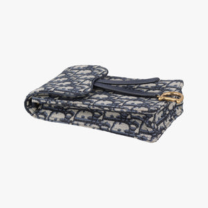 Pre-owned Christian Dior Saddle Phone holder Navy jacquard×Leather  shoulderbag | stylenewstar